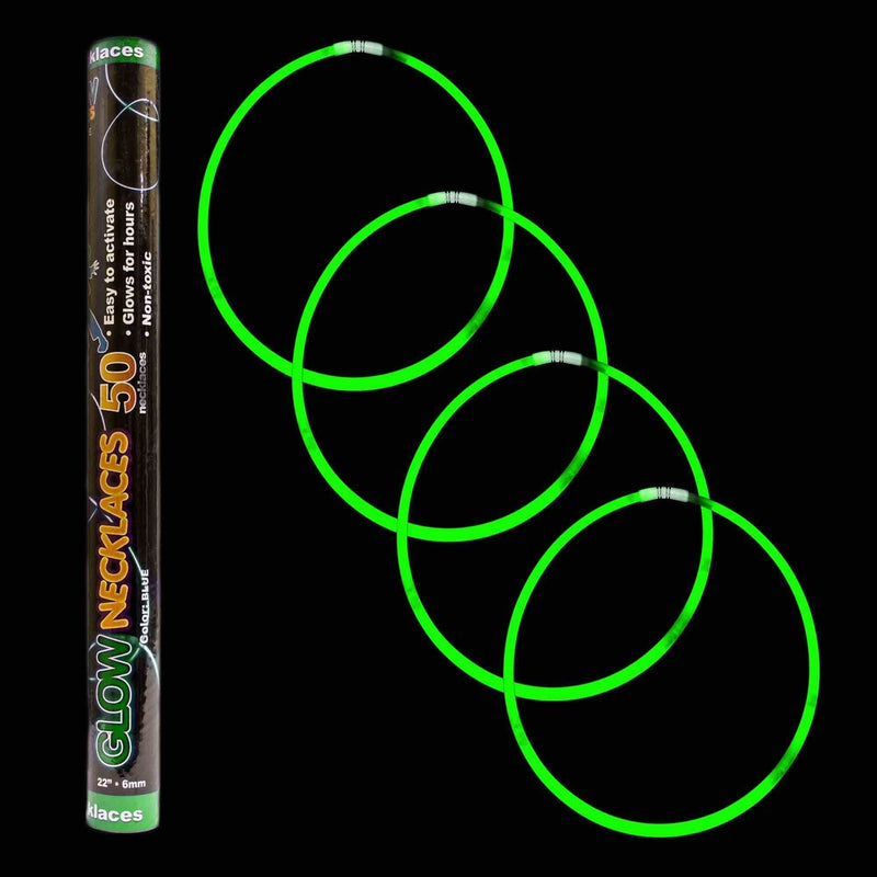 Fun Central S7 50ct 22 Inch Premium Glow Stick Necklaces, Glow in the Dark Necklace-for Neon Parties, Glow in the Dark Parties, Rave Parties, Christmas Parties, Halloween Parties, New Year's Eve