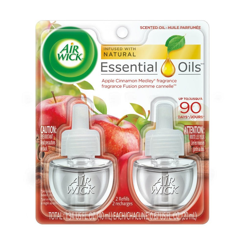 Air Wick Scented Oil 2 Refills, Apple Cinnamon Medley, (2X0.67oz), Air Freshener