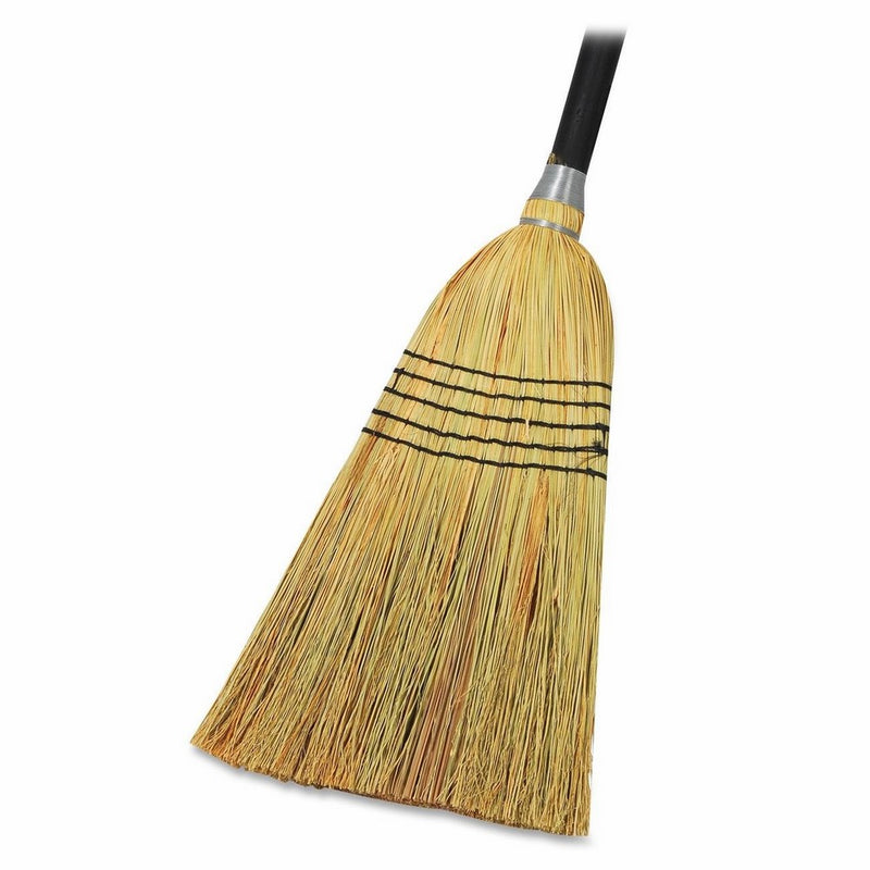 Genuine Joe GJO58563 Natural Fiber Janitor Lobby Blend Manual Broom, 56" Handle Length, 11" Bristles