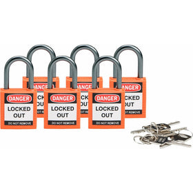 Brady Compact Safety Locks - Orange, Keyed Different (6 Locks) - 118928