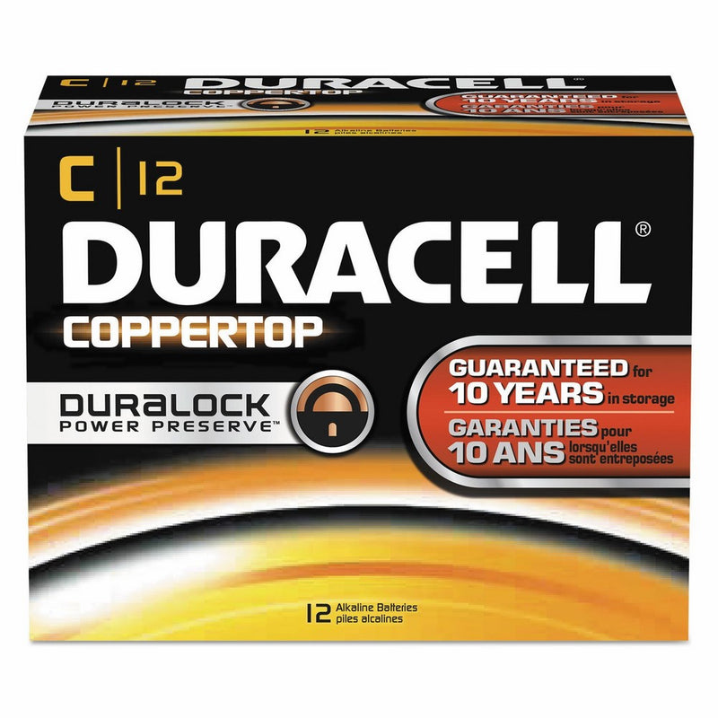 Duracell MN140012 CopperTop Alkaline Batteries with Duralock Power Preserve Technology, C, 12-Pack