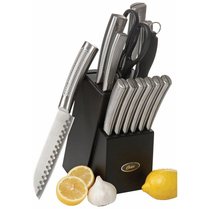Oster 92272.14 Wellisford 14-Piece Stainless Steel Cutlery Set with Black Block, Black
