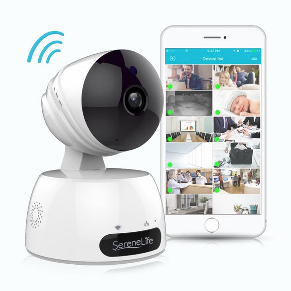 SereneLife Indoor Wireless IP Camera - HD 720p Network Security Surveillance Home Monitoring w/Motion Detection, Night Vision, PTZ, 2 Way Audio, iPhone Android Mobile App - PC WiFi Access - IPCAMHD30