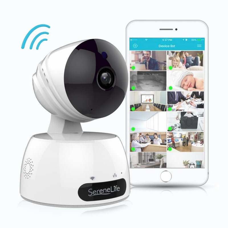 SereneLife Indoor Wireless IP Camera - HD 720p Network Security Surveillance Home Monitoring w/Motion Detection, Night Vision, PTZ, 2 Way Audio, iPhone Android Mobile App - PC WiFi Access - IPCAMHD30