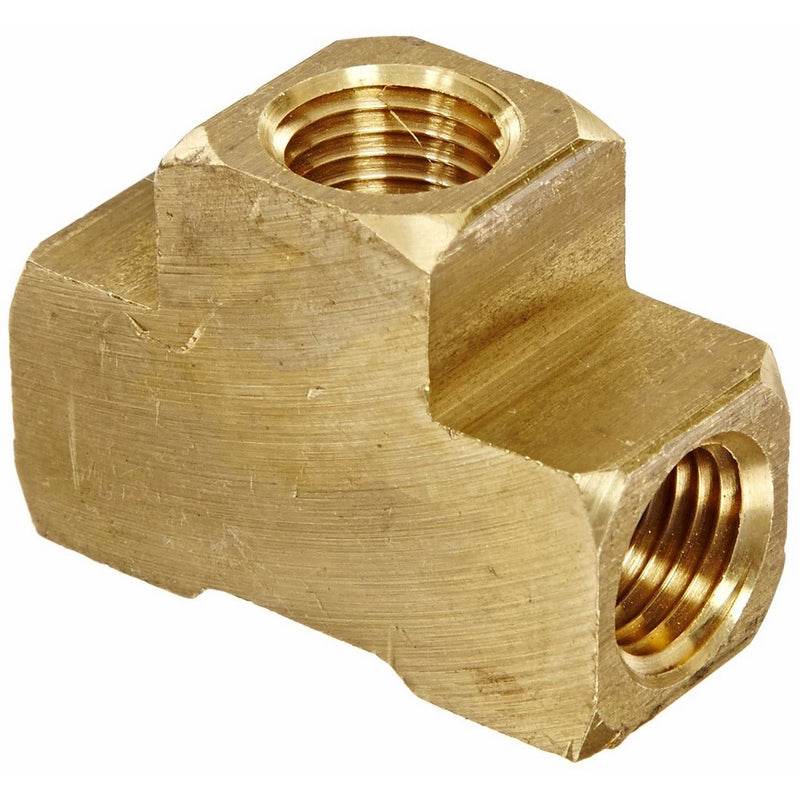 Anderson Metals 56101 Brass Pipe Fitting, Barstock Tee, 1/4" x 1/4" x 1/4" NPT Female Pipe