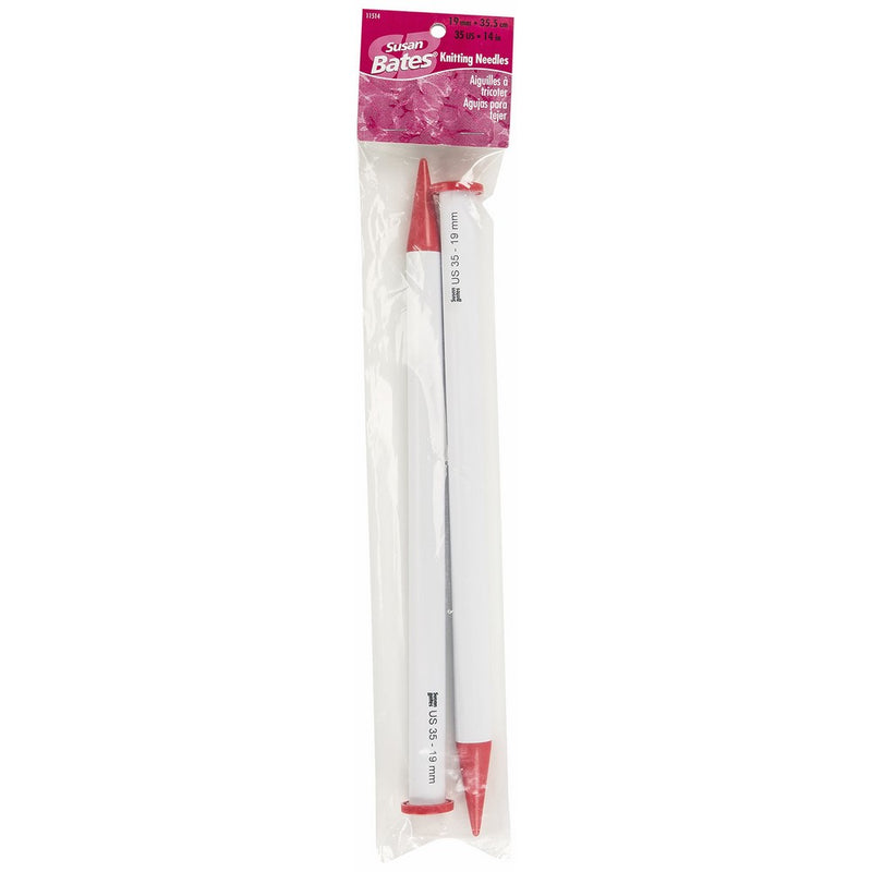 Susan Bates 14-Inch Luxite Single Point Knitting Needle, 19mm, White/Red