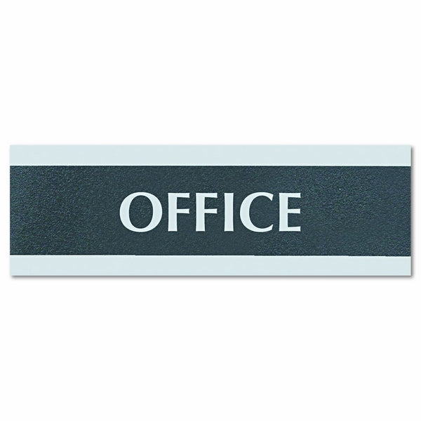 Headline Sign 4762 Century Series Office Sign, OFFICE, 9 x 3, Black/Silver