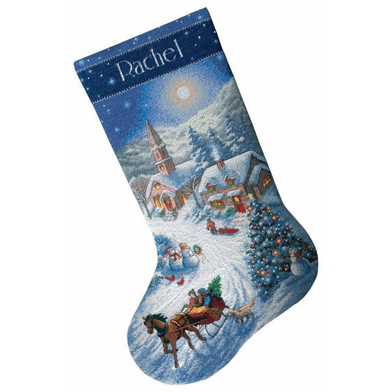 Dimensions Needlecrafts Gold Cross Stitch Sleigh Ride at Dusk Stocking