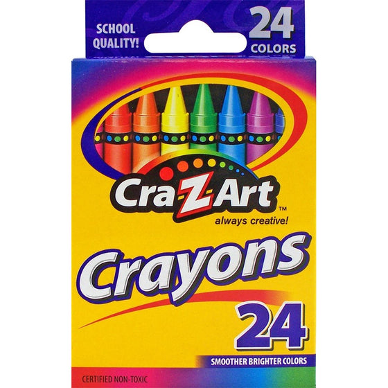 Cra-Z-Art 10201 24 Count Assorted Colors Crayons