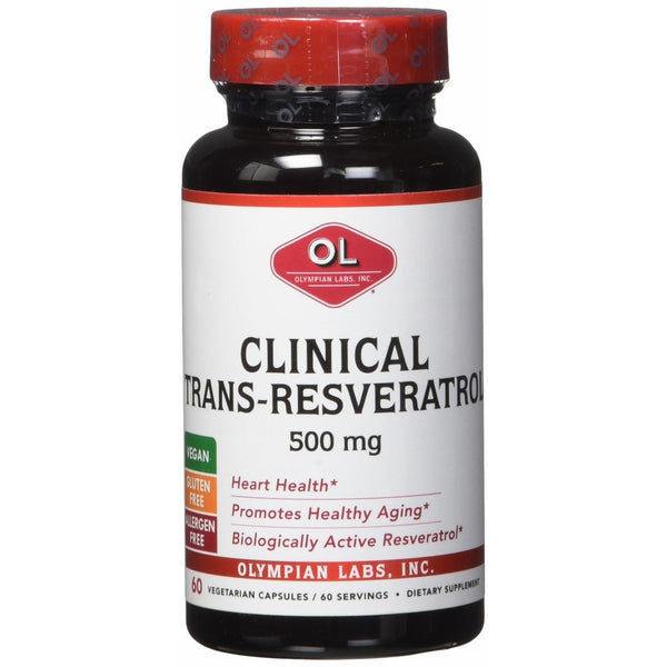 Olympian Labs Clinical Trans-Resveratrol, 500 mg, 60-Veg. Capsules