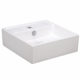 Elite Sinks EC9868 Porcelain Wall-Mounted Square Sink, White