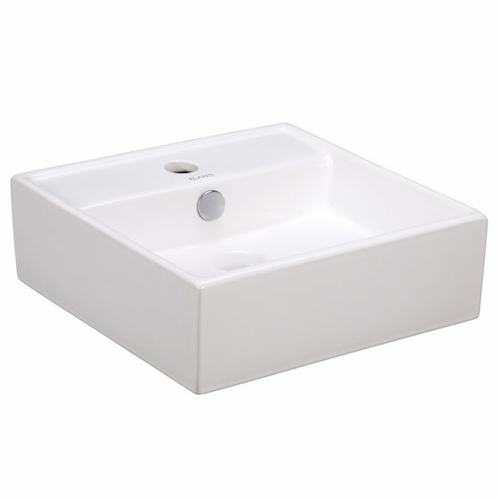 Elite Sinks EC9868 Porcelain Wall-Mounted Square Sink, White