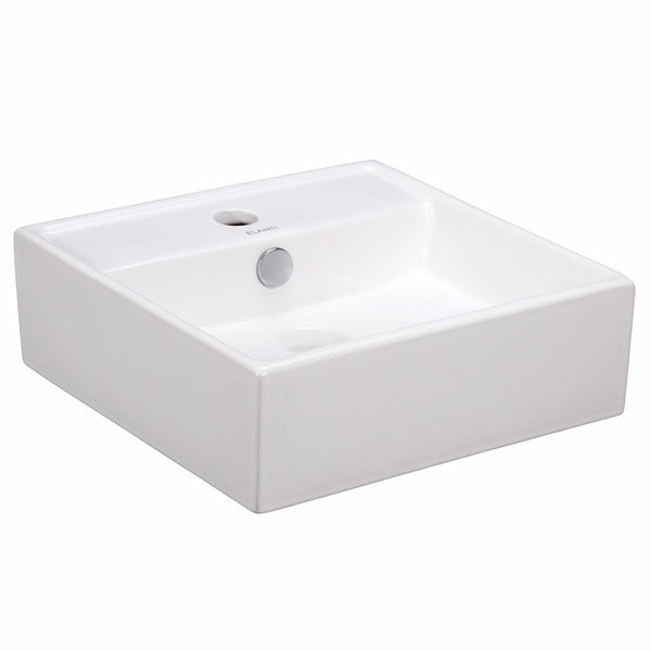 Elite Sinks EC9868 Porcelain Wall-Mounted Square Sink, White