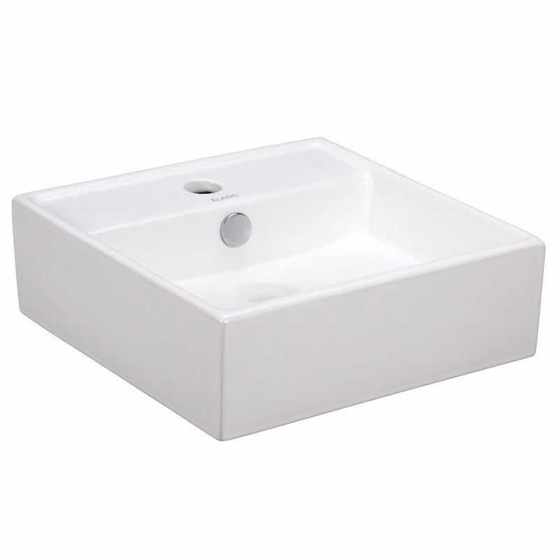 Elite Sinks EC9868 Porcelain Wall-Mounted Square Sink, White