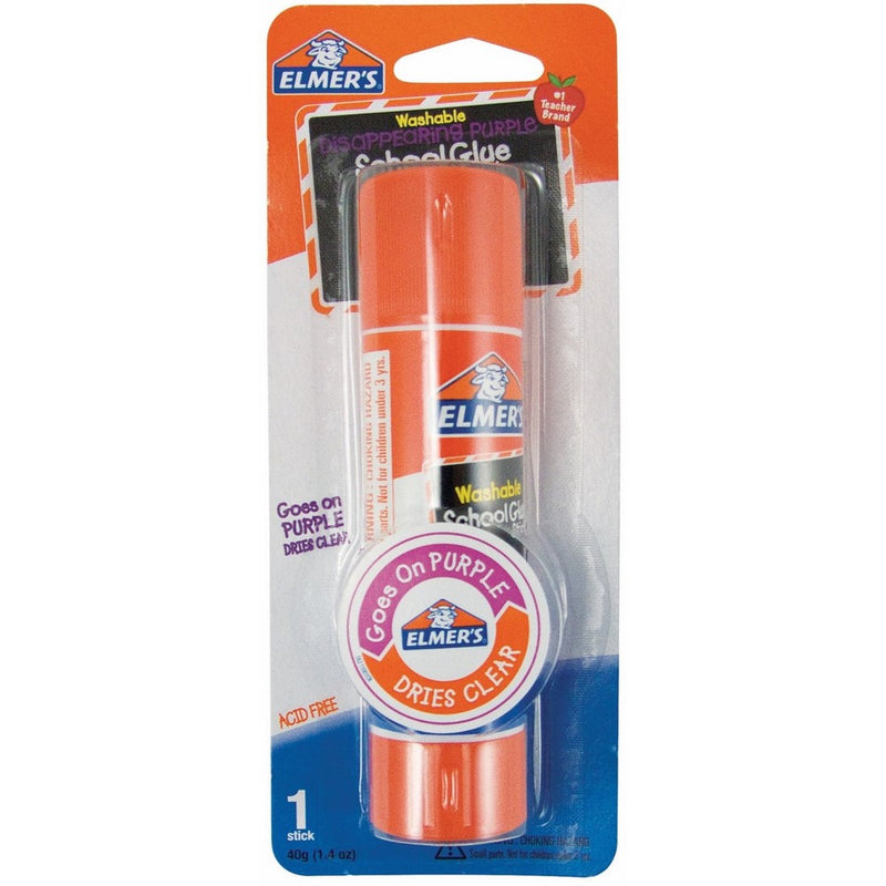 Elmer's Jumbo Disappearing Purple School Glue Stick, 1.4 oz, Single Stick (E558)