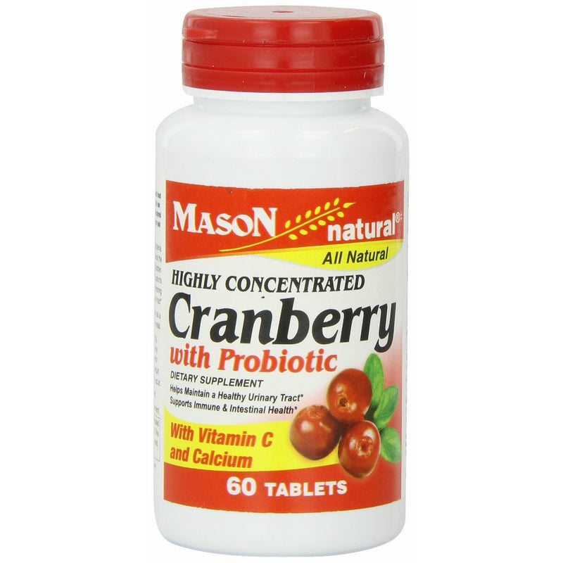 Mason Natural Vitamin Cranberry with Probiotic and Added Vitamin C and Calcium Tablets, 60 Count