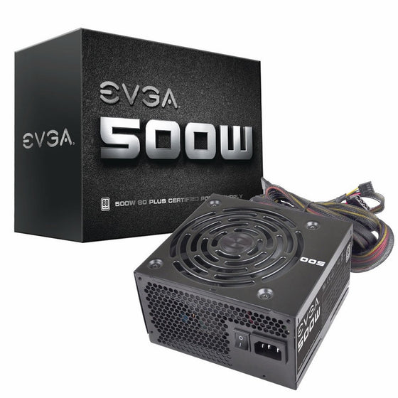 EVGA 500 W1, 80 WHITE 500W, 3 Year Warranty, Power Supply 100-W1-0500-KR, Black