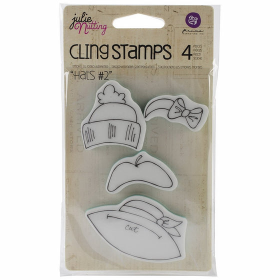 Prima Marketing Julie Nutting Mixed Media Cling Rubber Stamps -Hats, 2 1-Inch by 1.5-Inch by 1.5-Inch by 2.75-Inch