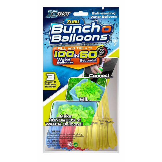 Bunch O Balloons Zuru Instant Water Balloons - Color May Vary (3 bunches - 100 Total Water Balloons)