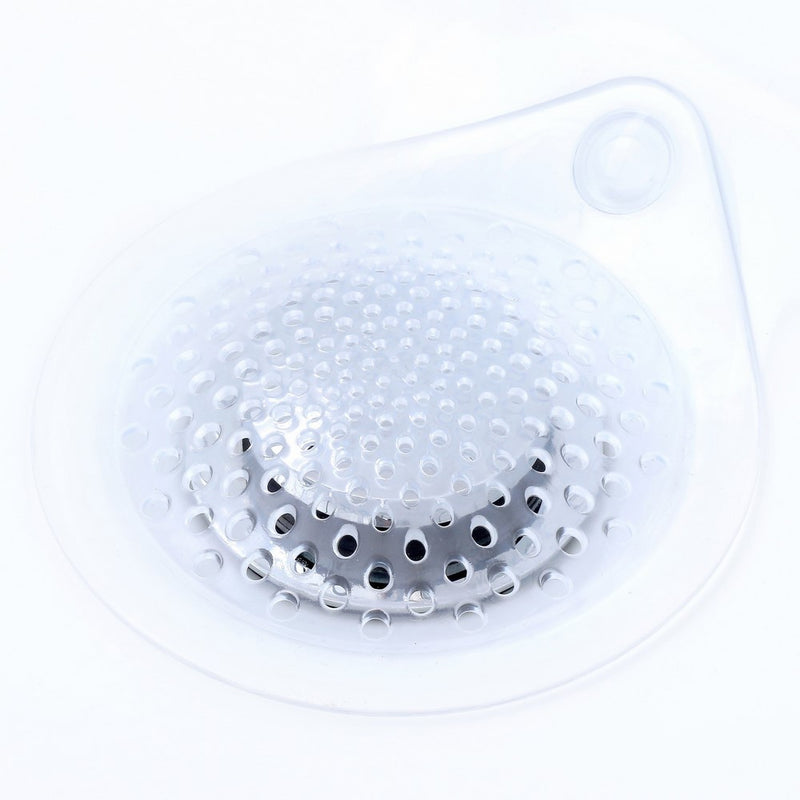 SlipX Solutions Clear Water Drop Hair Catcher Keeps Hair Out of Drains to Prevent Clogs (Fits Standard Drains, No Tools Required, 5" Diameter)
