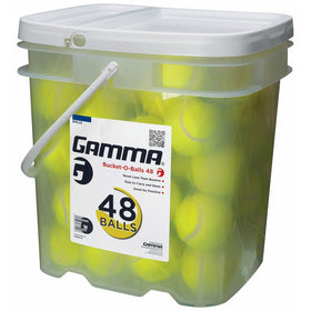 Gamma Pressureless Tennis Ball Bucket| Case w/48 Practice Balls| Sturdy/Reusable/Portable Bucket to Replace Less Durable Tennis Mesh Bags| Ideal For All Court Types Premium Tennis Accessories