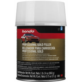3M Bondo Professional Gold Filler, Quart Can (Net Weight 1 lb 14 oz), 233
