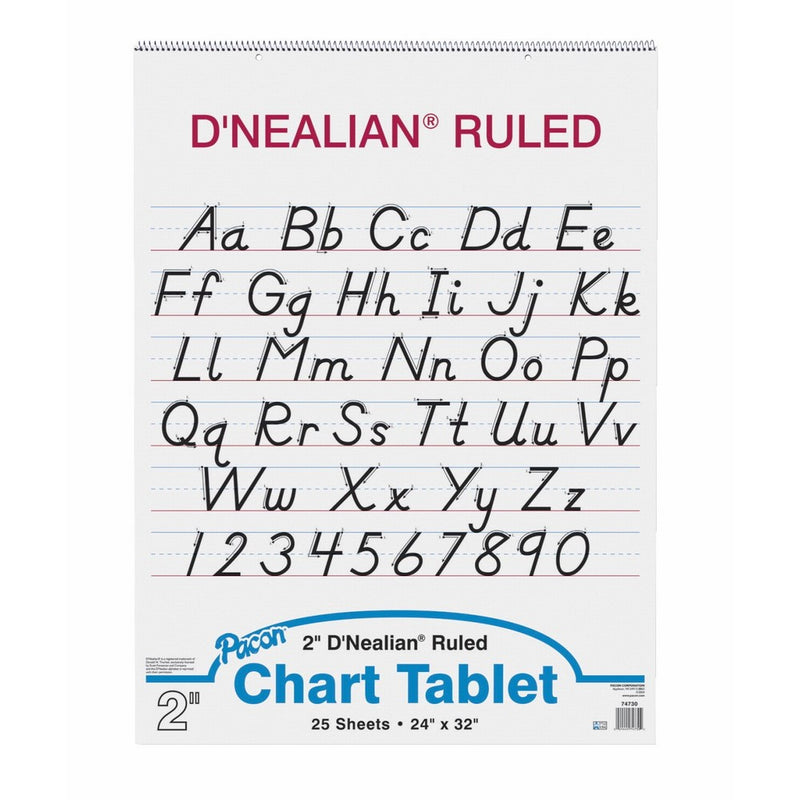 D'Nealian Chart Tablet, 24"X32", Manuscript, 25 Sheets