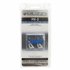 Muzzy Bowhunting 3-Blade Replacement Blades for 225-MX3-3 Broadheads, 100 Grain, 6 Pack
