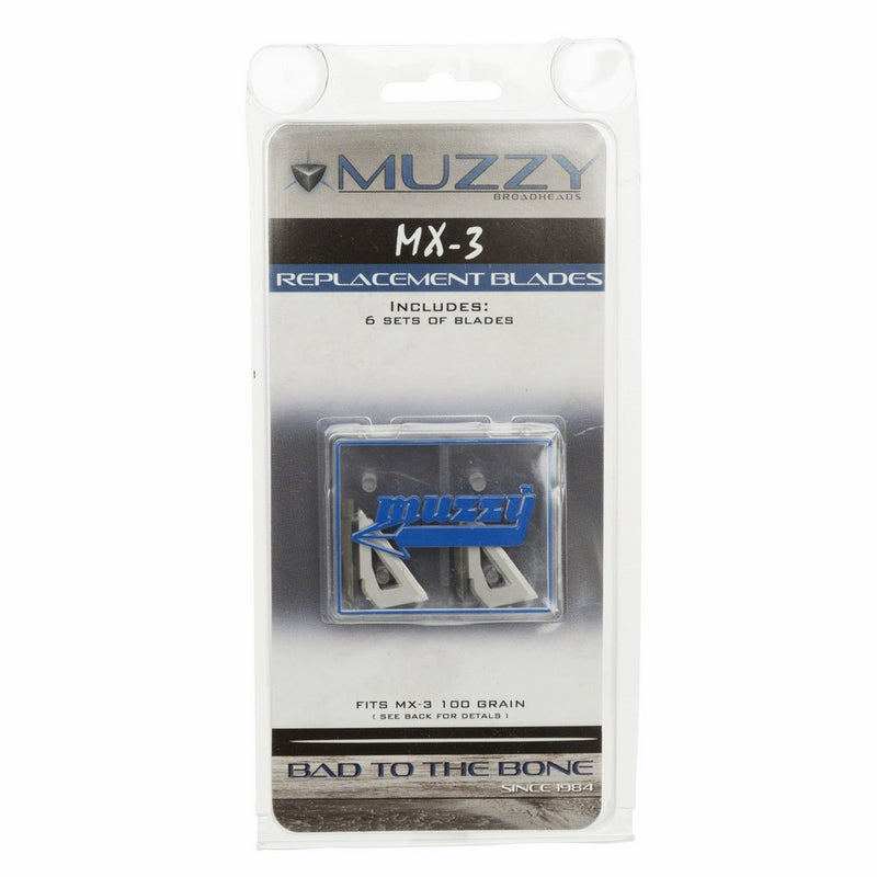 Muzzy Bowhunting 3-Blade Replacement Blades for 225-MX3-3 Broadheads, 100 Grain, 6 Pack