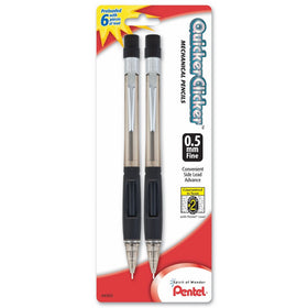 Pentel Quicker Clicker Automatic Pencil, 0.50 mm, Assorted, 2 per Pack (PD345BP2-K6)