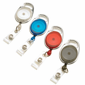 Swingline GBC ID Badge Holder, BadgeMates, Translucent Retractable Carabiner Badge Reel, Assorted Colors, 4 Pack (3747498)