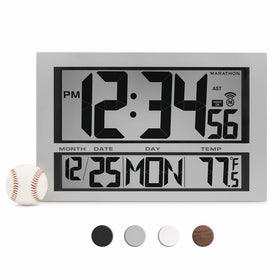 Marathon CL030025 Commercial Grade Jumbo Atomic Wall Clock with 6 Time Zones, Indoor Temperature & Date