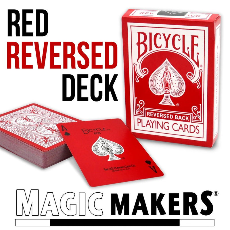 Magic Makers Bicycle Reverse Back Red Deck - Including Extra Gaff Cards for Performing Magic