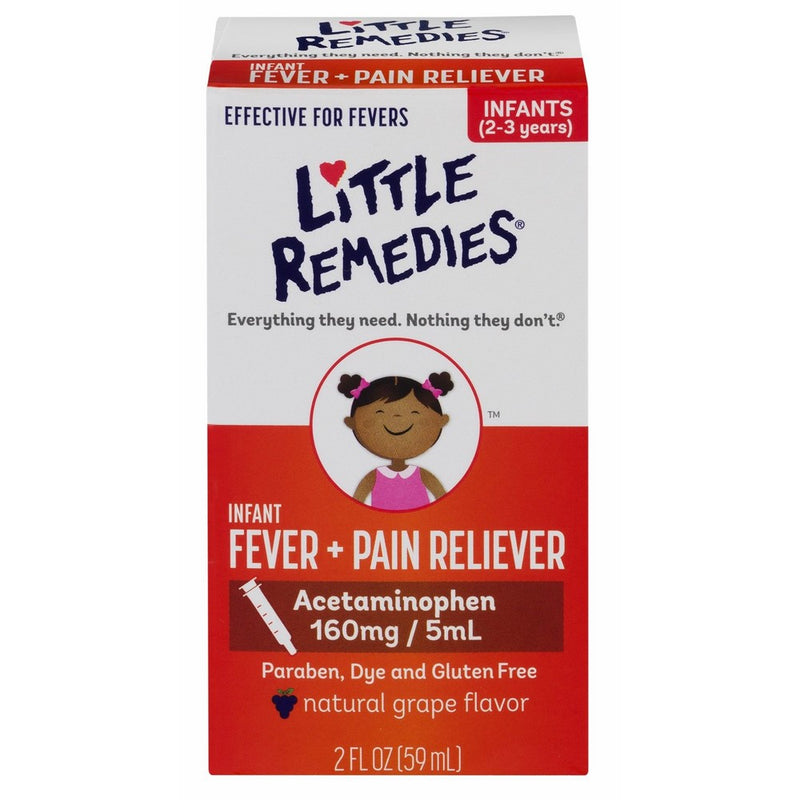 Little Remedies Infant Fever  Pain Reliever | Natural Grape Flavor | 2 oz | For Ages 2-3 years and up