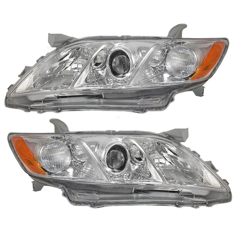 Pair Set Headlights Headlamps with Clear Lens Replacement for 07-09 Toyota Camry 8117006202 8113006201