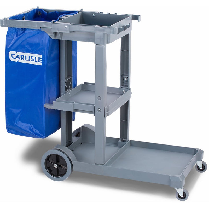 Carlisle JC1945S23 Polyethylene Short Platform Janitorial Cart, 300 lbs Capacity, 45" Length x 19" Width 39" Height, Gray