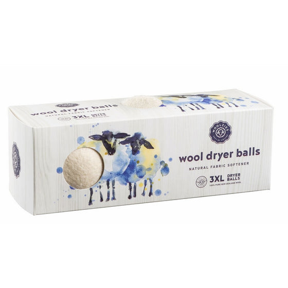 Woolzies Wool Dryer Balls Natural Fabric Softener, 3 Count