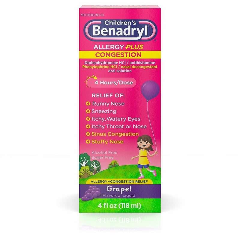 Benadryl Child Plus Conge Size 4z Benadryl Children'S Plus Congestion 4z