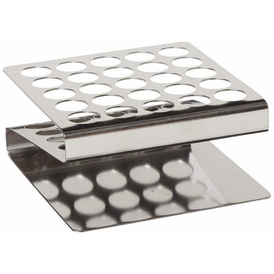 Globe Scientific 457200 Stainless Steel "Z" Shape Tube Rack, 16/17mm Tubes, 25-Place