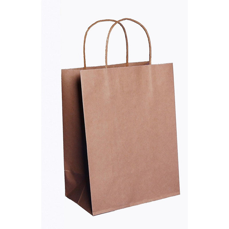 Natural Kraft Paper Bags, Shopping Bags-8x4.75x10.5 Inch-25 Pcs