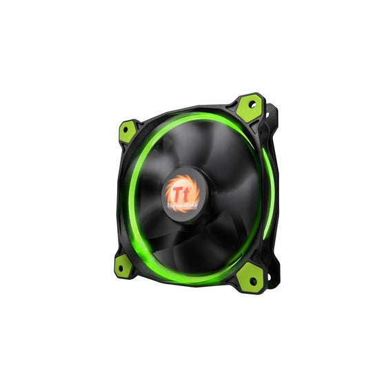 Thermaltake Riing 12 Series High Static Pressure 120mm Circular LED Ring Case/Radiator Fan with Anti-Vibration Mounting System Cooling CL-F038-PL12GR-A Green