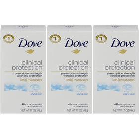 Dove Clinical Protection Antiperspirant Deodorant, Original Clean, 1.7 Oz (Pack of 3)
