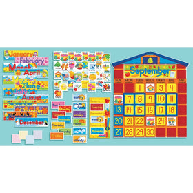 Scholastic SC939405 All-In-One Schoolhouse Calendar Bulletin Board