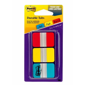 Post-it Tabs, 1 in, Solid, Red, Yellow, Blue, Durable, Writable, Repositionable, Sticks Securely, Removes Cleanly, 22 Tabs/Color, 66 Tabs/On-the-Go Dispenser, (686-RYB)