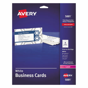 Avery 5881 Print-to-the-Edge Microperf Business Cards, Color Laser, 2 x 3 1/2, White (Pack of 160)