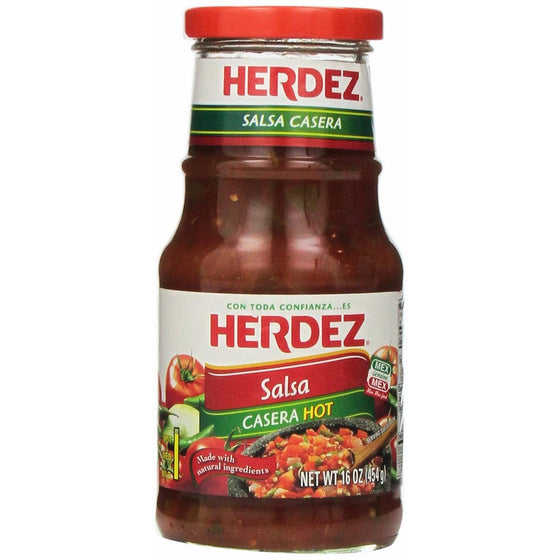 Herdez Salsa, Casera, Hot, 16-Ounce