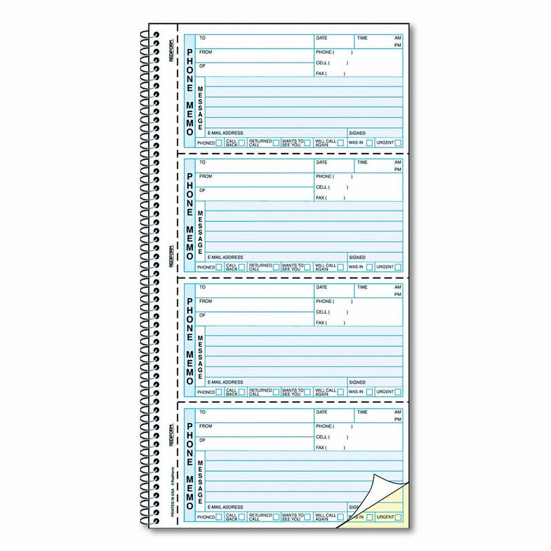 REDIFORM Telephone Message Book, Self-Adhesive, 2.75 x 5" 4 per Page, 400 Messages (50750 )
