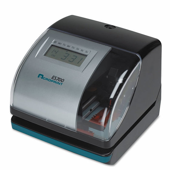 Acroprint 01-0182-000 Model ES700 Electronic Time Recorder, Internal Battery Backup Maintains Time Even During Power Outages, Accommodates Right or Left-hand Time Cards, Selectable Hour Format