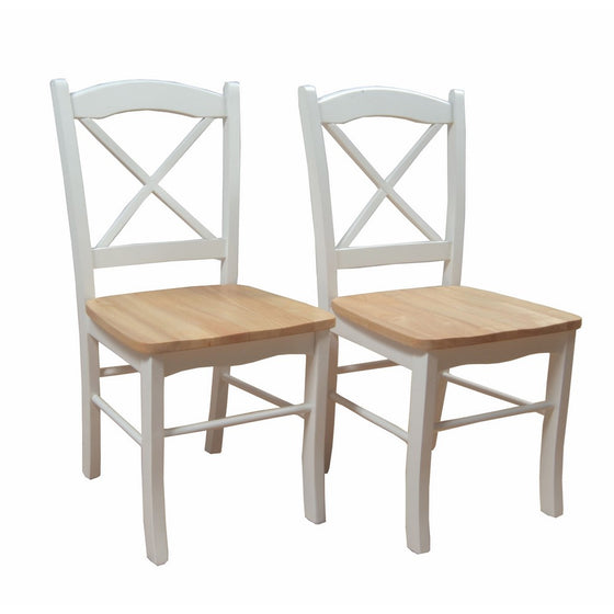 Target Marketing Systems Set of 2 Tiffany Dining Chairs with Cross Back, Set of 2, White/Natural