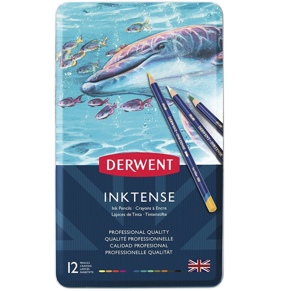 Derwent Colored Pencils, Inktense Ink Pencils, Drawing, Art, Metal Tin, 12 Count (0700928)